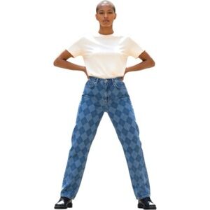 The Ragged Priest Blue Dad Jeans Hi Rise Argile Relaxed Denim 30 Detention Bold